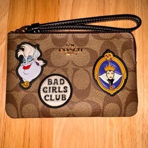 Disney X Coach Corner Zip Wristlet In Signature Canvas With Patches